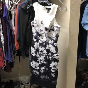 Black and white floral print dress.